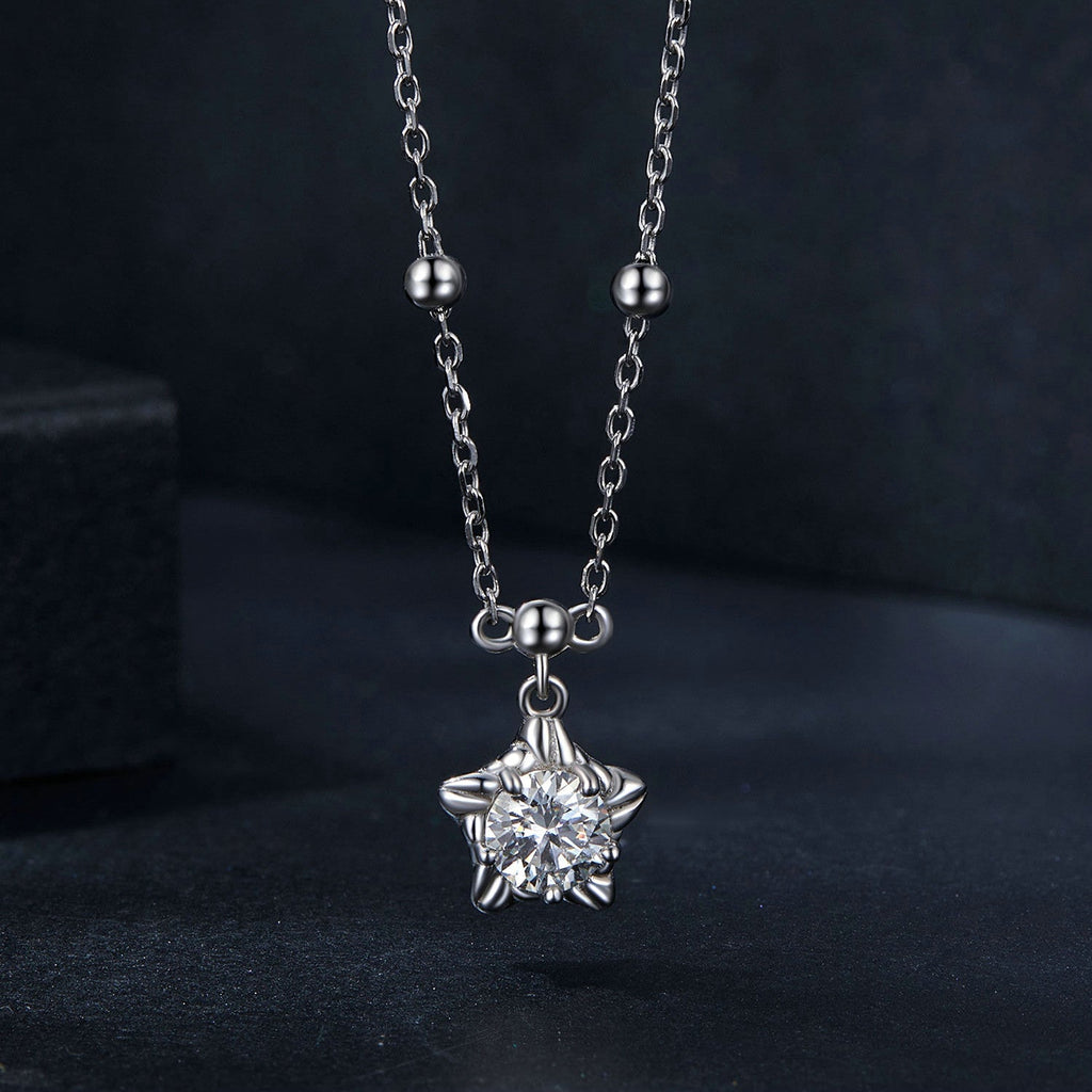 925 Sterling Silver 5mm Moissanite Necklace for Women