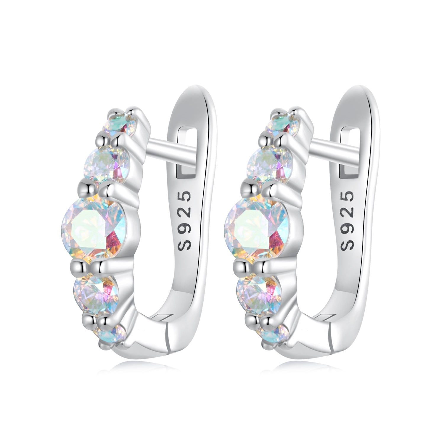 925 Sterling Silver Earrings with CZ in Pavé Setting, 12x3mm, for Women
