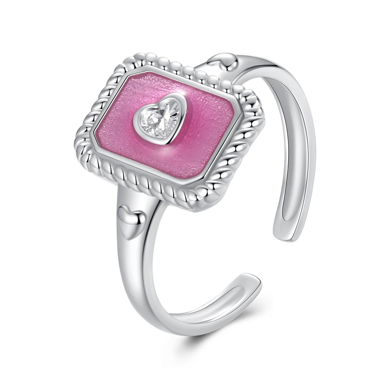 925 Sterling Silver Enamel Pavé Setting CZ Pendant 1.3x1.0cm for Women