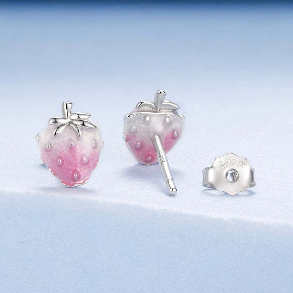 925 Sterling Silver White Gold Plated Enamel Earrings