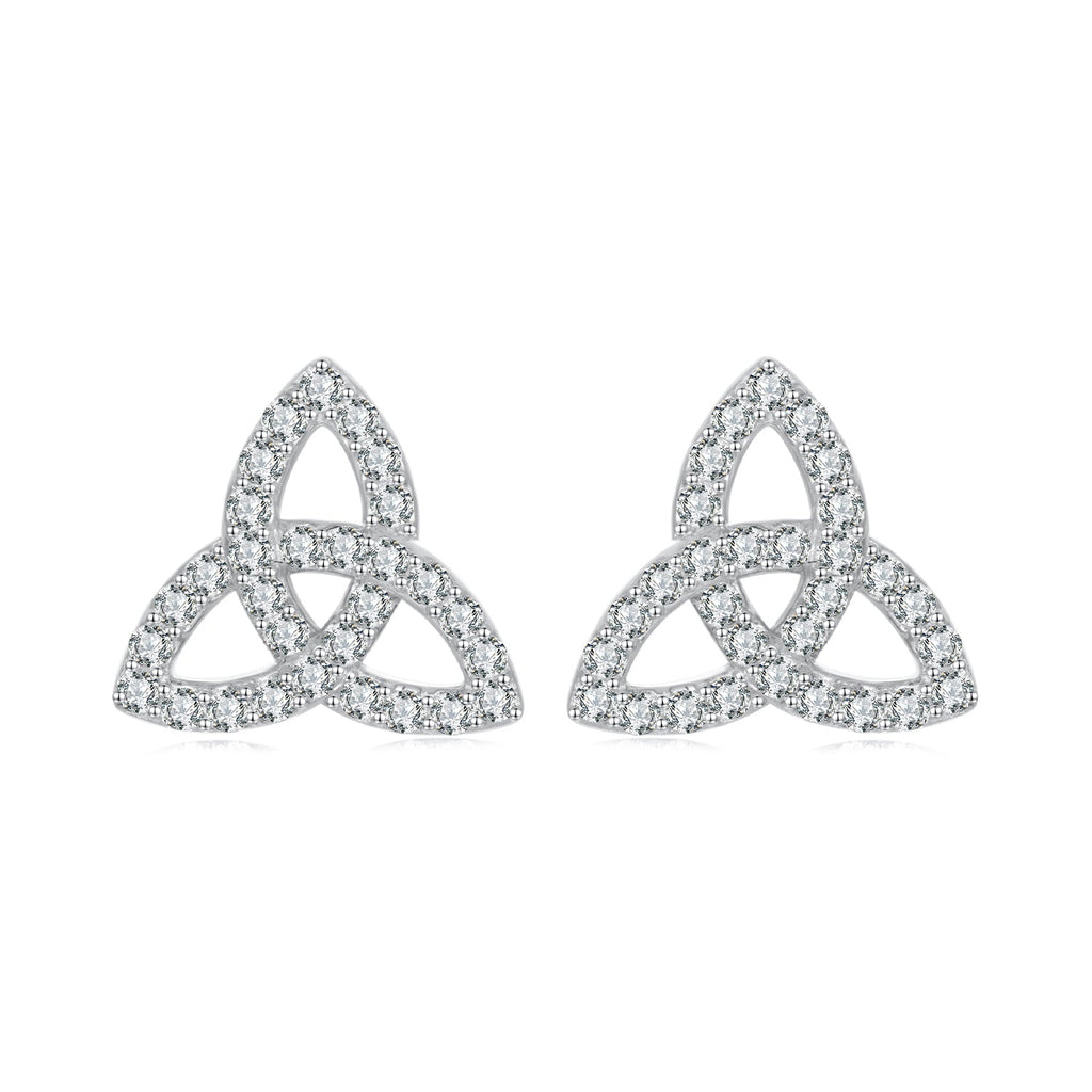 925 Sterling Silver White Gold Plated Pavé CZ Earrings