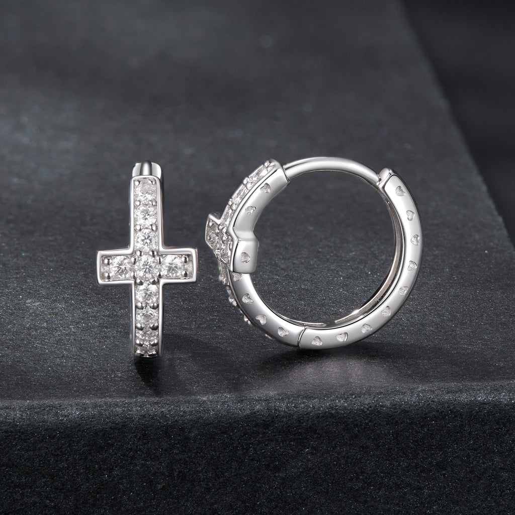 925 Sterling Silver Moissanite Earrings 1.3cm for Women