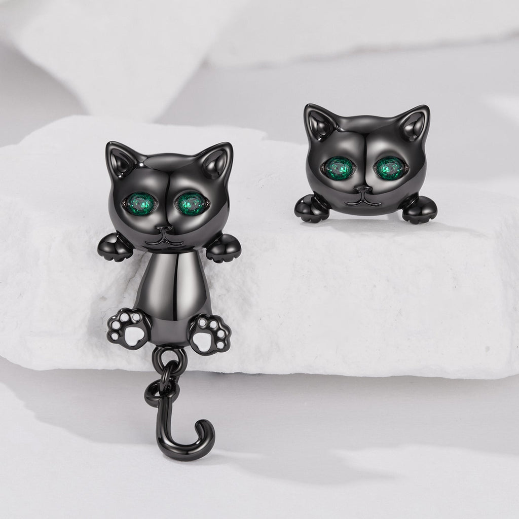 Brass & S925 Silver Earrings | 2.8*1.1cm | White Gold Plated with Pavé Setting CZ for Women