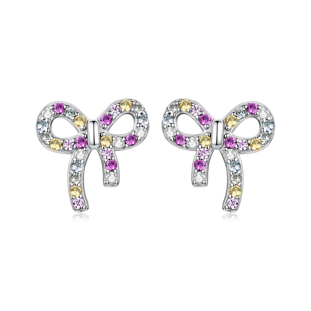 925 Sterling Silver White Gold Plated Pavé Setting CZ Earrings 1.0cm for Women