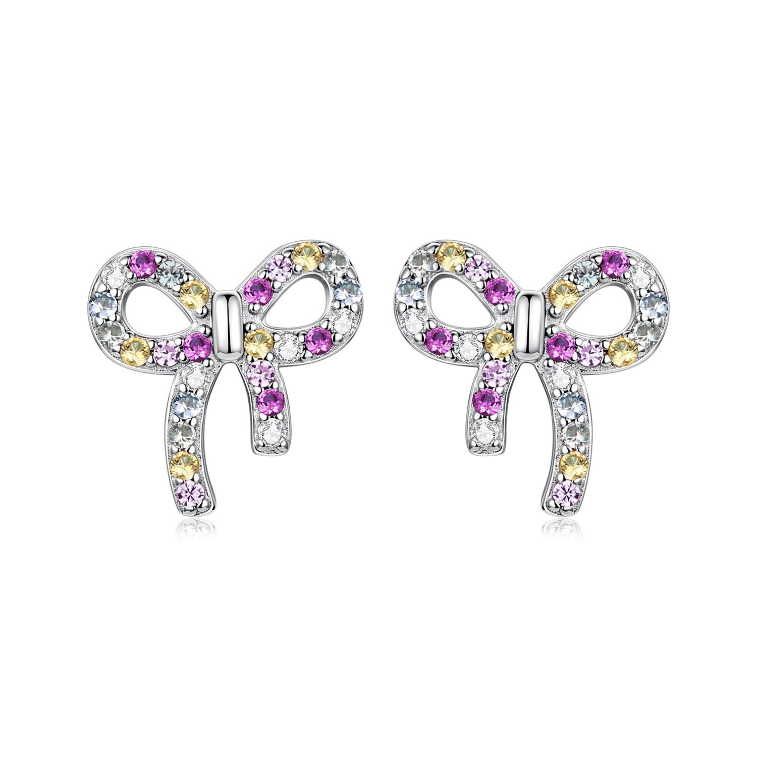 925 Sterling Silver White Gold Plated Pavé Setting CZ Earrings 1.0cm for Women