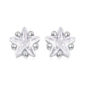 925 Sterling Silver White Gold Plated Earrings 0.5cm with CZ
