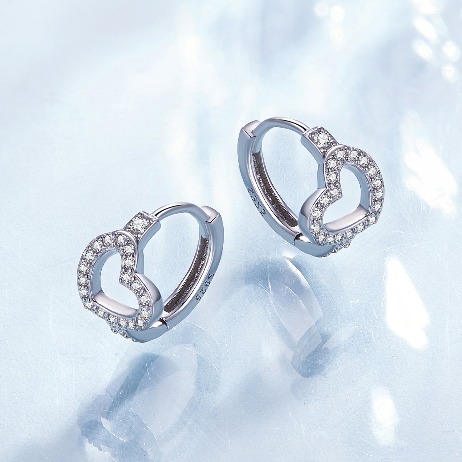 925 Sterling Silver Blue Pavé Setting CZ Earrings 12x8mm for Women