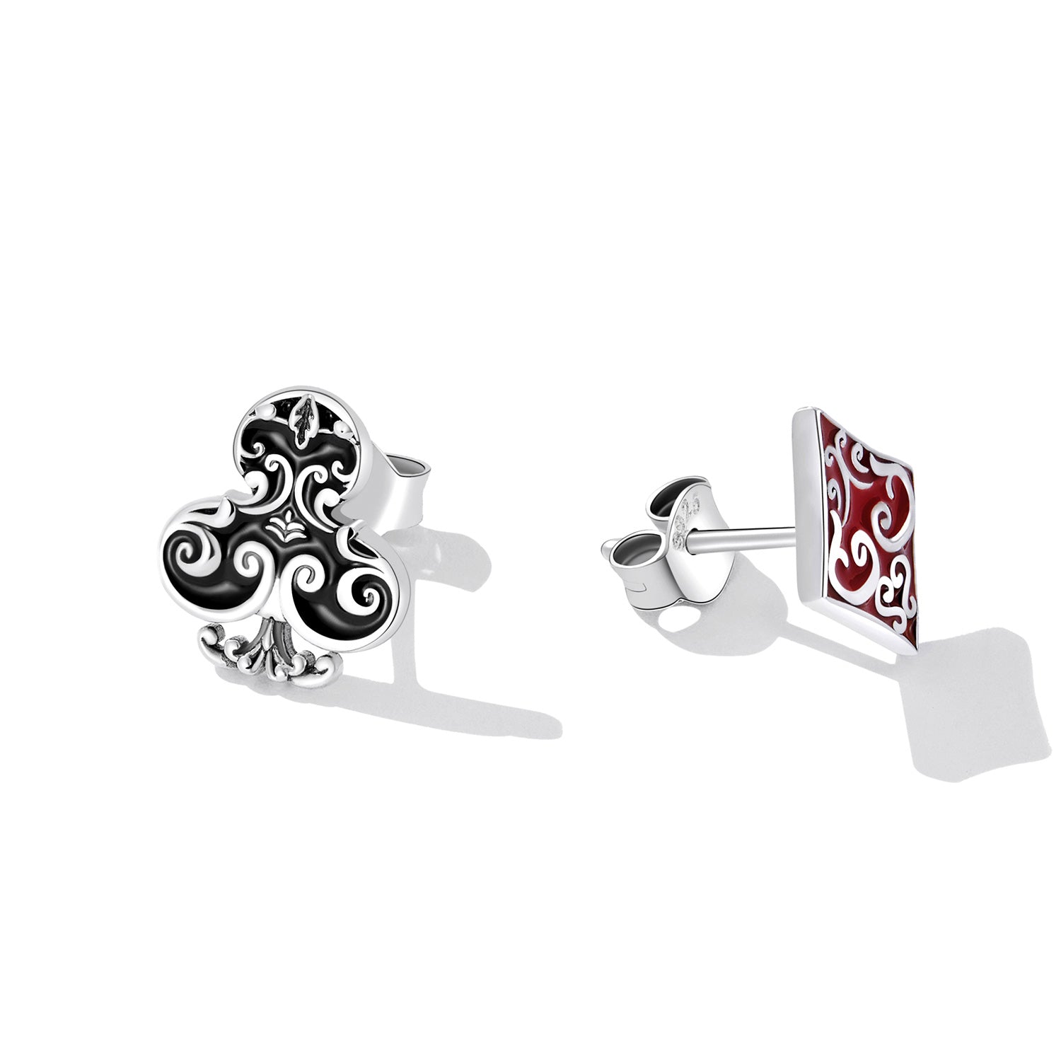 925 Sterling Silver Oxidized Enamel Plum Blossom Earrings for Women - 1.2 x 1.0 cm
