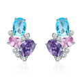 925 Sterling Silver Earrings with Transparent Glass, 1.6*1.1cm for Women