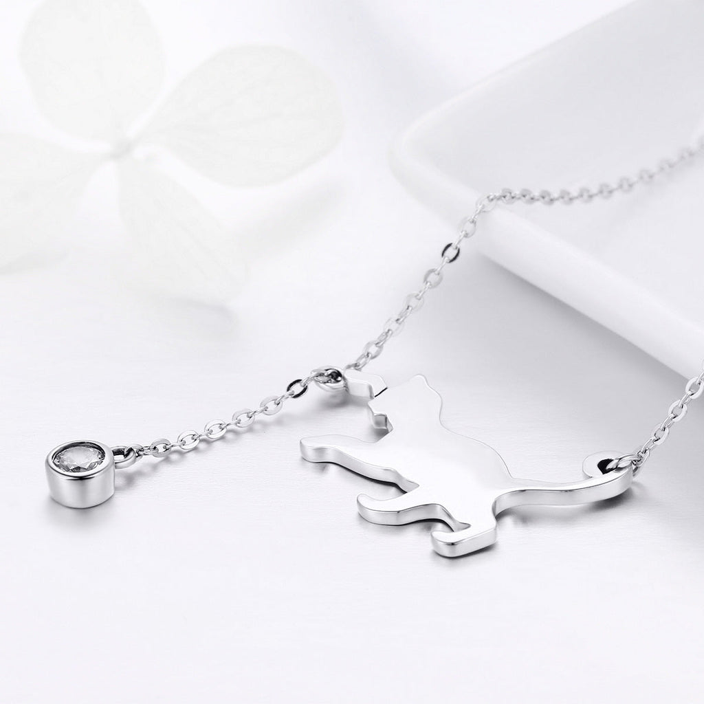 925 Sterling Silver Necklace 38-45cm with 1.4*2.5cm Pendant for Women