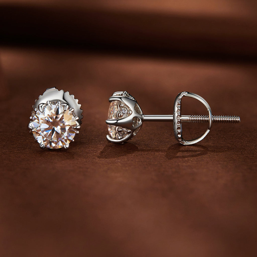 925 Sterling Silver 6.5mm Moissanite Earrings for Women