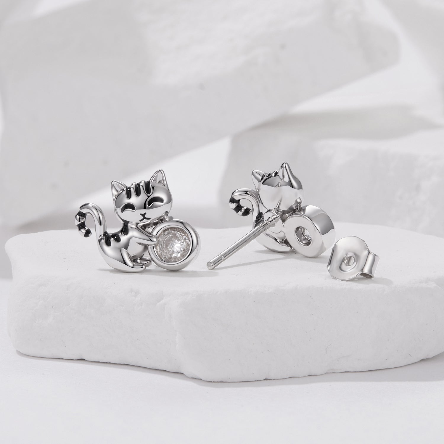 925 Sterling Silver Brass White Gold Plated Earrings with CZ for Women