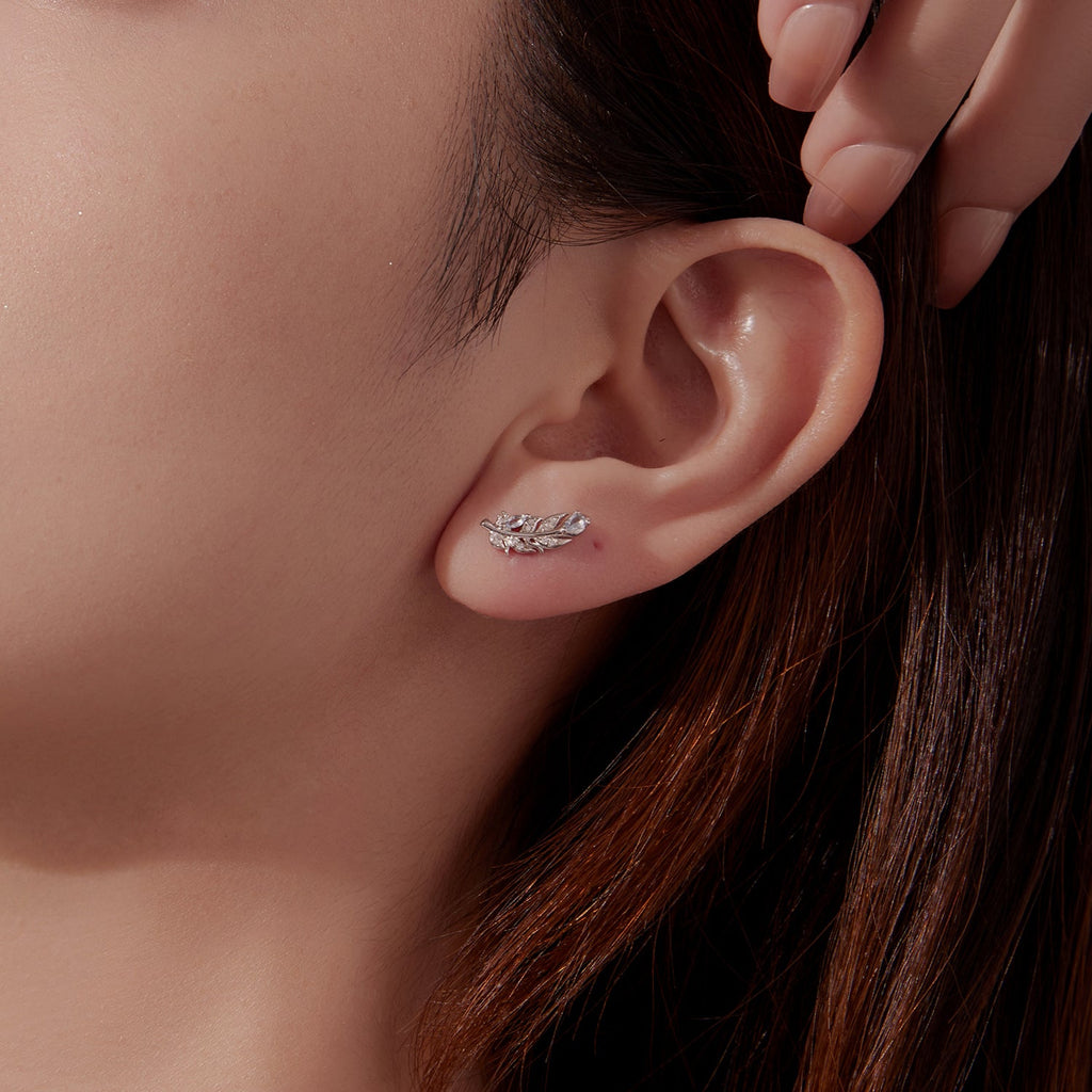 925 Sterling Silver Earrings with Pavé Setting CZ and White Gold Plating