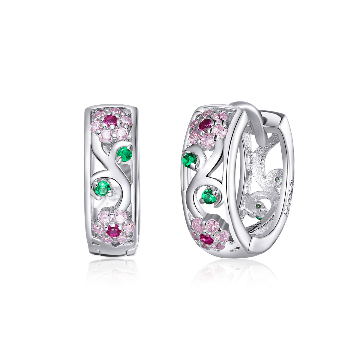 925 Sterling Silver Earrings with Pavé Setting CZ, 1.2*0.5cm, for Women