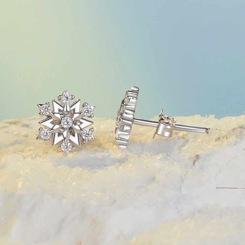 925 Sterling Silver Earrings with Pavé Setting CZ and White Gold Plating