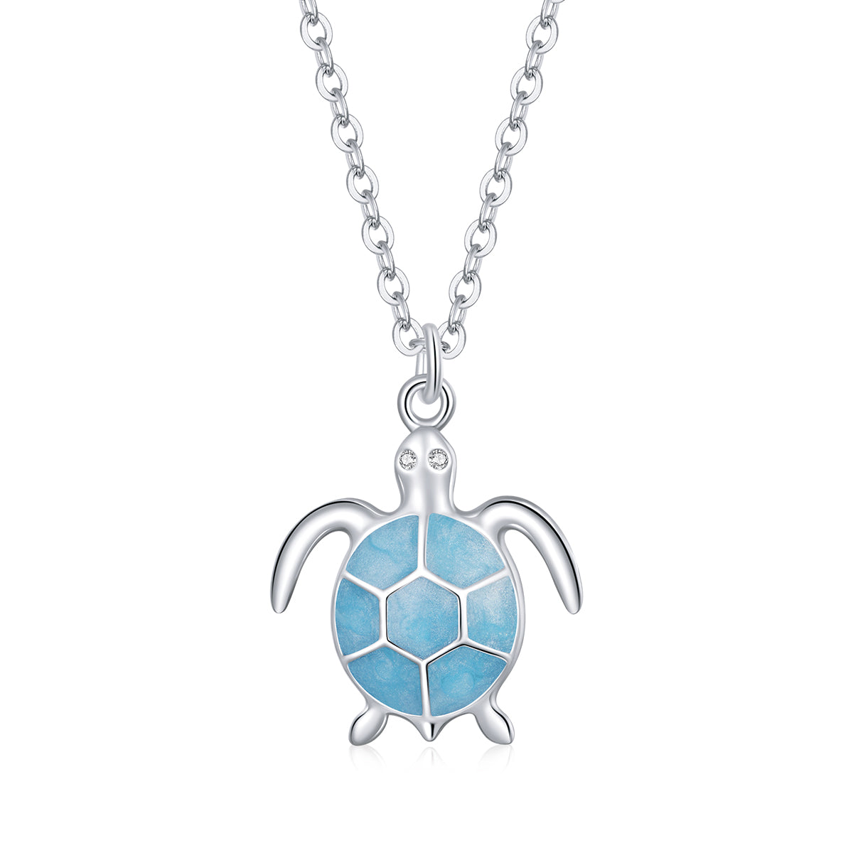 925 Sterling Silver Adjustable Necklace with Pavé CZ and Enamel, 44cm