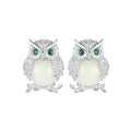 925 Sterling Silver Plated Platinum Luminous Stone Earrings 10*8mm for Women