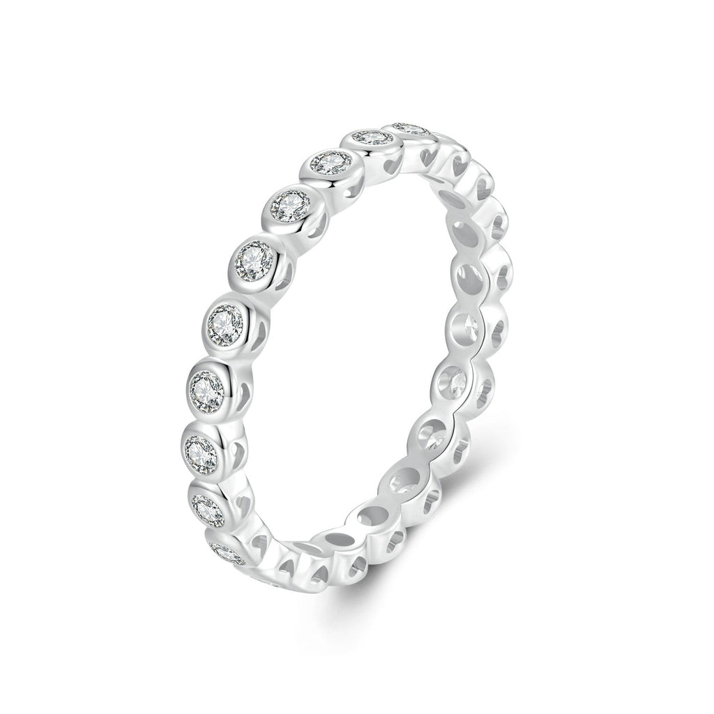 925 Sterling Silver 2mm Moissanite Ring Size 7 for Women
