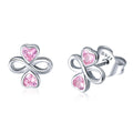 925 Sterling Silver Platinum Plated Pavé Setting CZ Earrings
