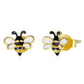 925 Sterling Silver Enamel Plated Gold Earrings