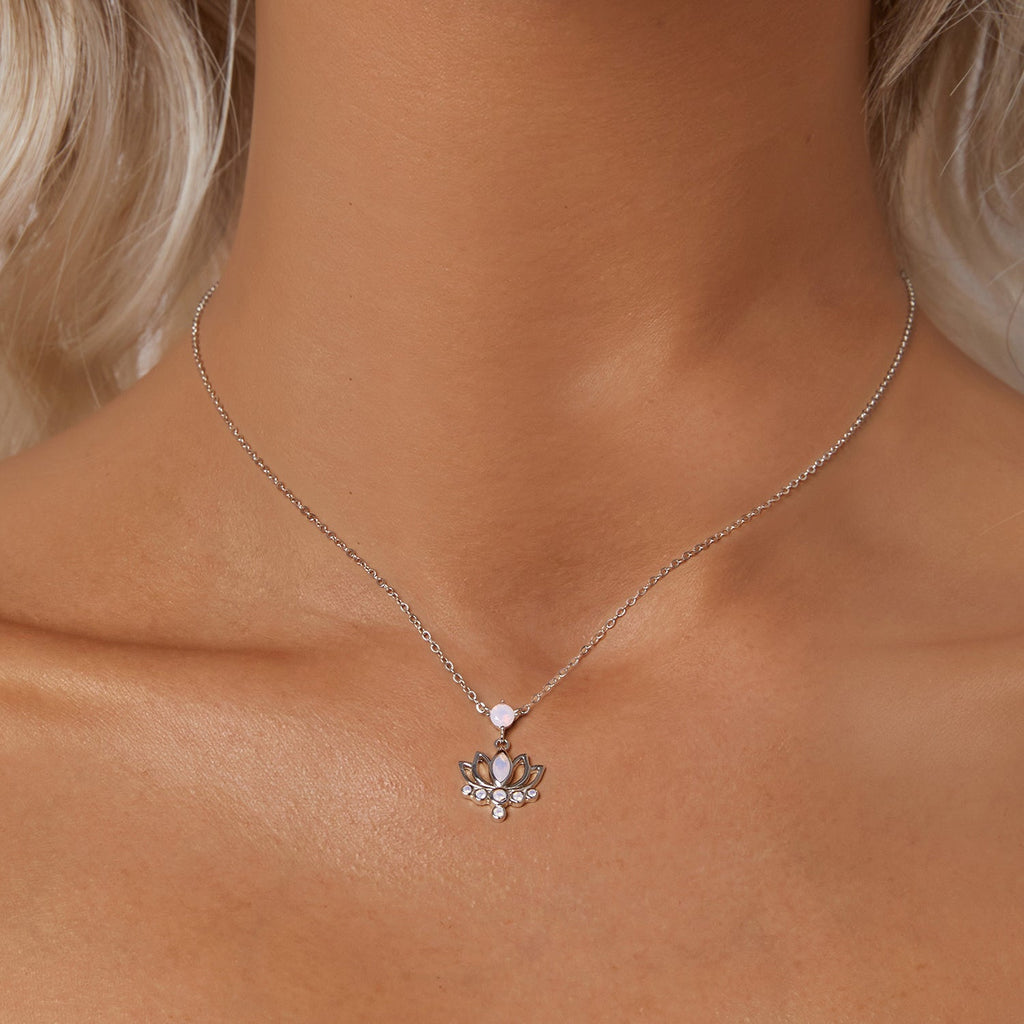 925 Sterling Silver Opal Nanometer Stone Necklace for Women