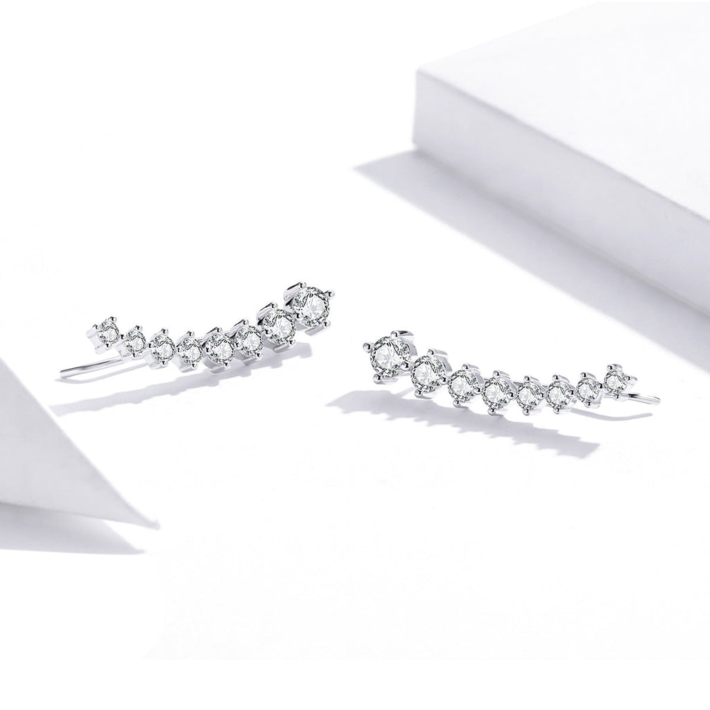 925 Sterling Silver Earrings with Pavé Setting CZ - 2.9*0.7cm