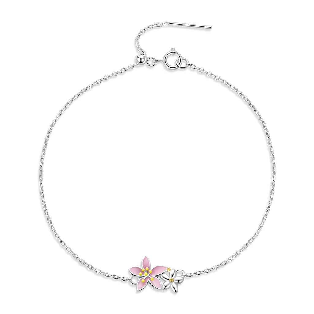 S925 Sterling Silver Adjustable Flower Bracelet for Women