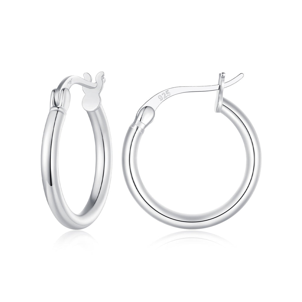 925 Sterling Silver Plated Platinum Earrings 24x2mm for Women