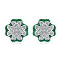 925 Sterling Silver Earrings with Pavé Set CZ & White Gold Plating, 0.75cm for Women