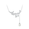 925 Sterling Silver Necklace with Quality Shell Pearl & Platinum Plating, 380mm Length for Women