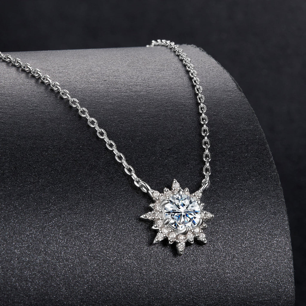 925 Sterling Silver 0.5 Carat Moissanite Necklace in White Gold Plating for Women