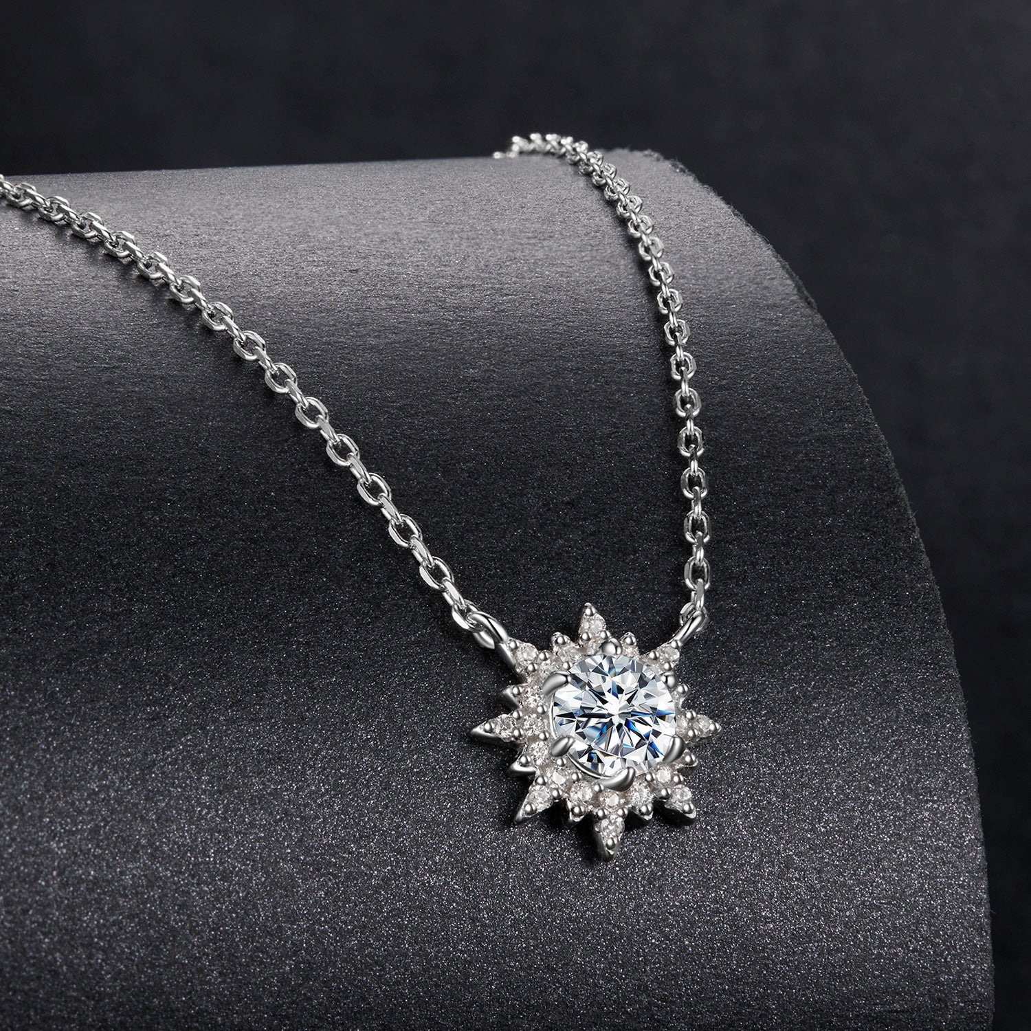 925 Sterling Silver 0.5 Carat Moissanite Necklace in White Gold Plating for Women
