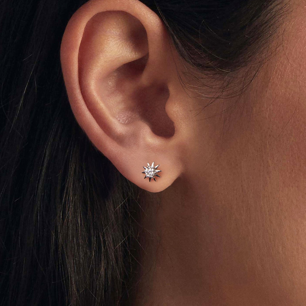 925 Sterling Silver Moissanite 0.10 Carat Earrings for Women - 0.7cm Size