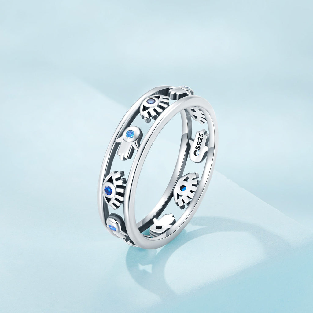 925 Sterling Silver Oxidized Silver Ring with Pavé Setting CZ, Size 6 for Women