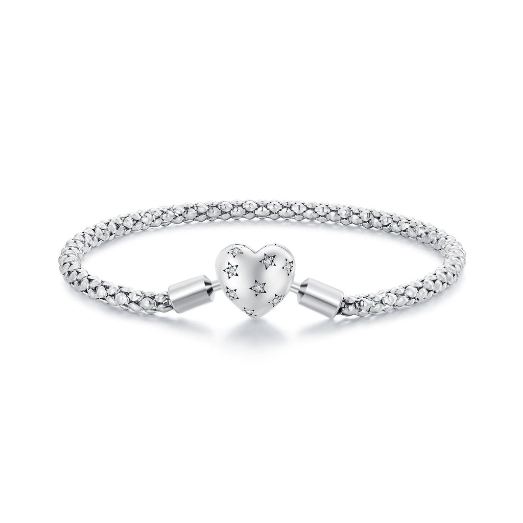 925 Sterling Silver Oxidized Silver Bracelets 17.0 Size with CZ for Women