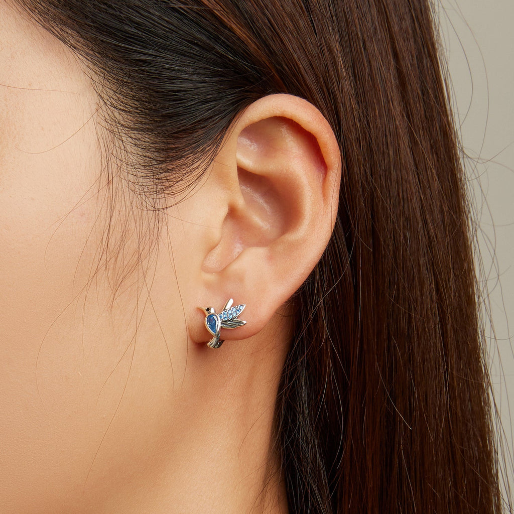 925 Sterling Silver Earrings with Pavé Setting and Oxidized Finish for Women