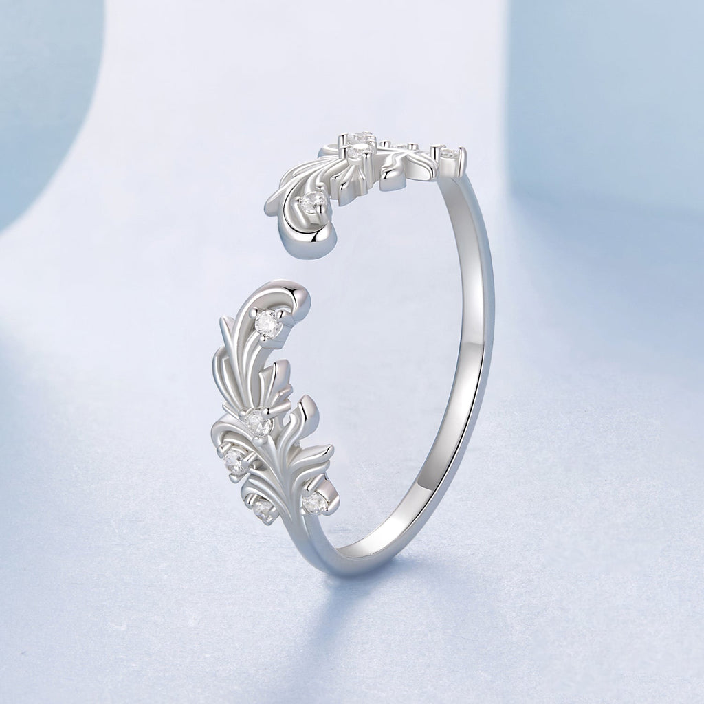 925 Sterling Silver White Gold Plated Ring with Pavé Setting CZ for Women