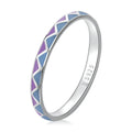 925 Sterling Silver Wide Enamel Ring Size 6.0 for Women