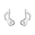 925 Sterling Silver Earrings with Pavé Setting CZ in White Gold Finish, 1x0.7cm for Women