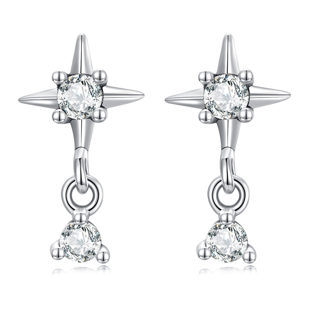 925 Sterling Silver Earrings with Pavé Setting CZ, 1.4*0.8cm for Women