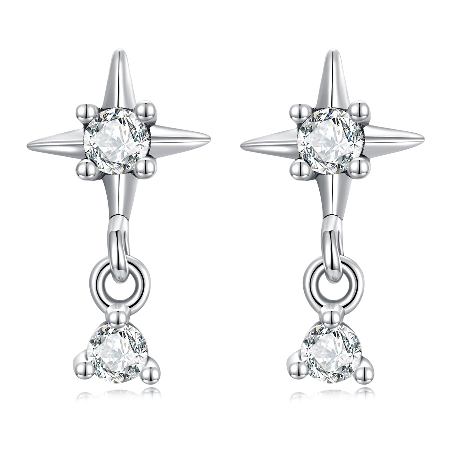 925 Sterling Silver Earrings with Pavé Setting CZ, 1.4*0.8cm for Women