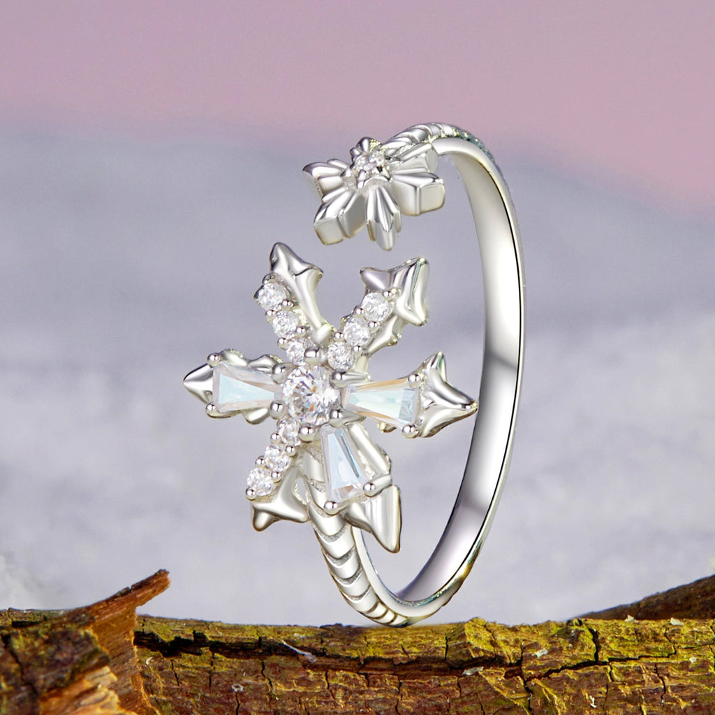 925 Sterling Silver Ring with White Gold Plating and CZ for Women