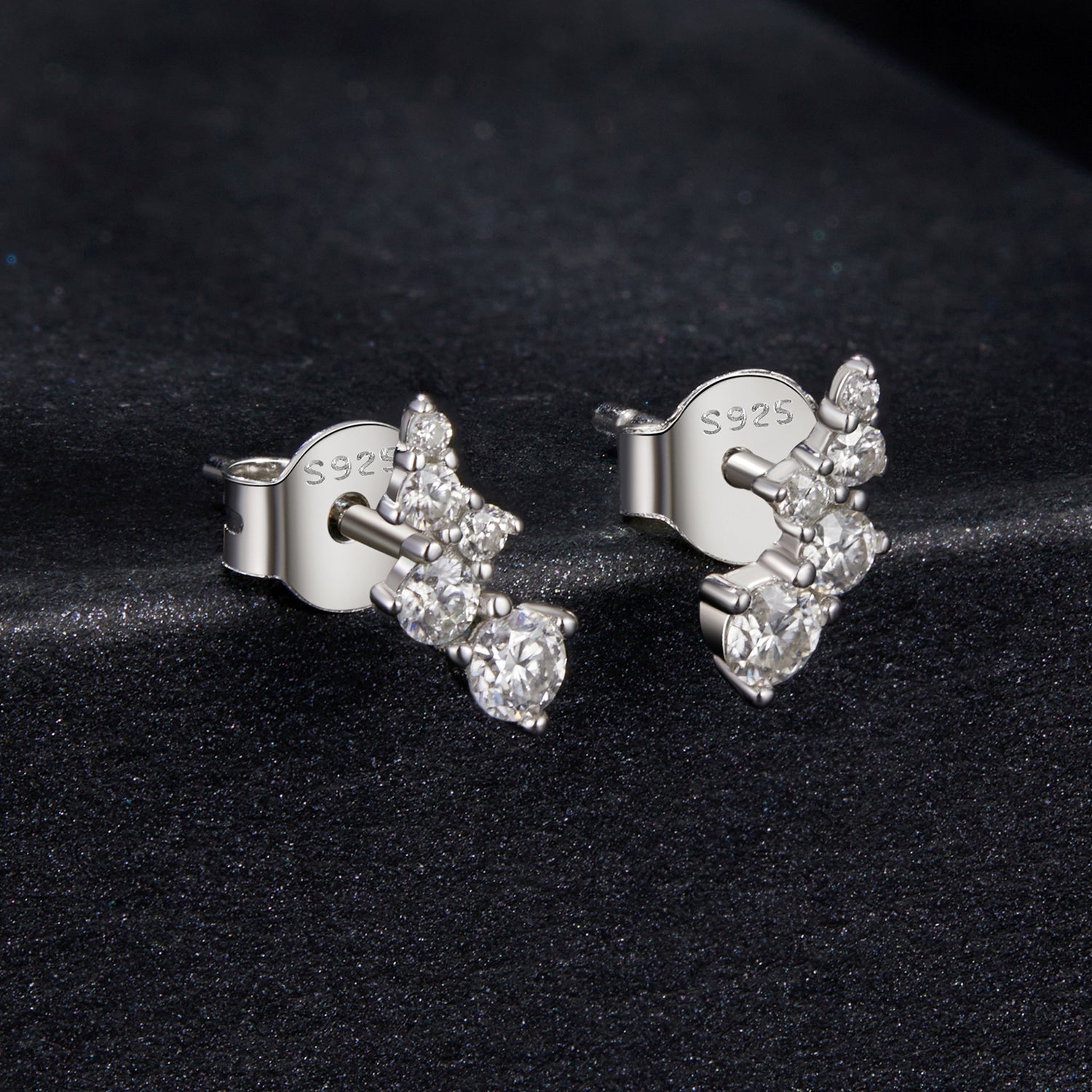 925 Sterling Silver Moissanite Earrings with White Gold Plating for Women