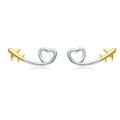 925 Sterling Silver Earrings, 0.6cm, Plated Gold, Plated Platinum for Women