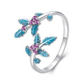 925 Sterling Silver Enamel White Gold Plated Ring with CZ for Women