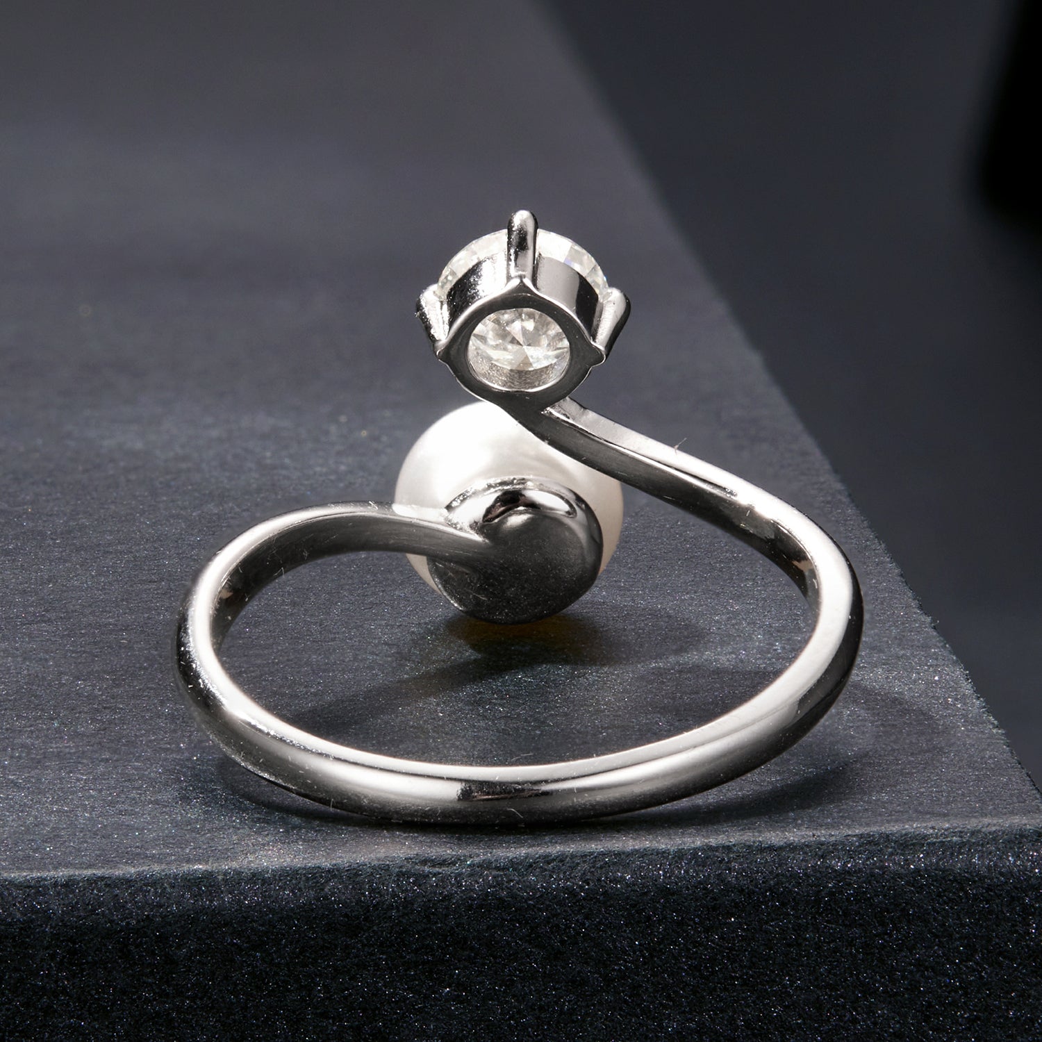 925 Sterling Silver Moissanite 0.5 Carat Freshwater Pearl Ring Size E for Women