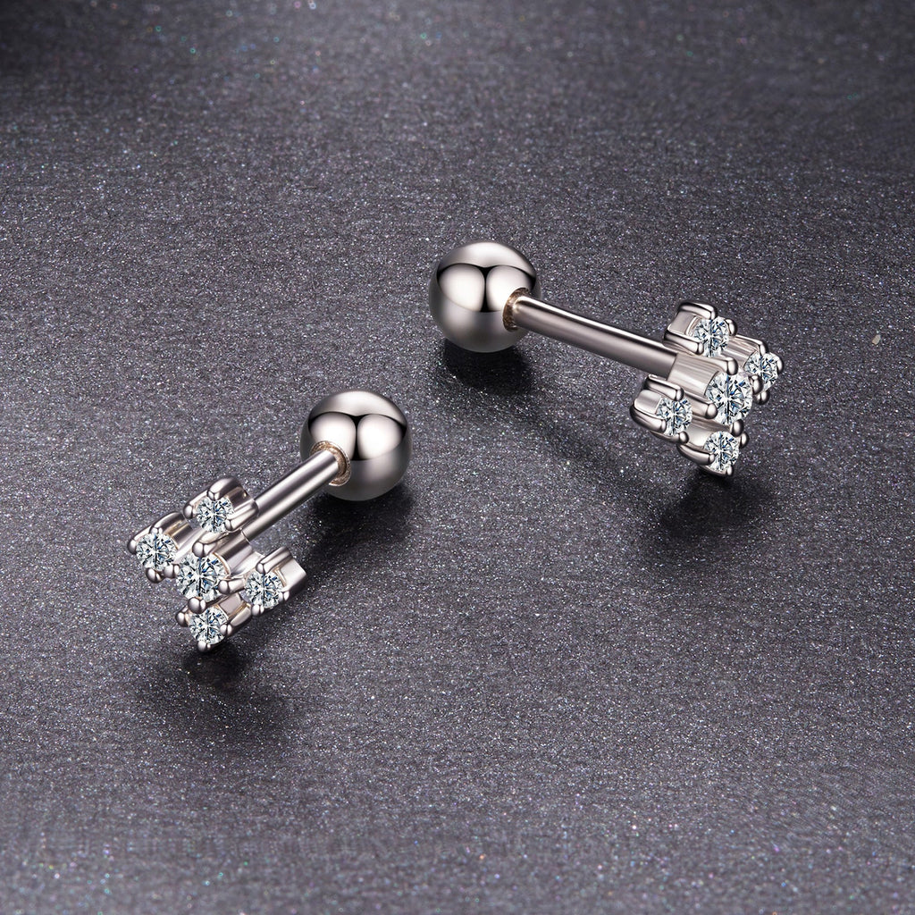 925 Sterling Silver Moissanite Earrings White Gold Plated 0.5cm for Women