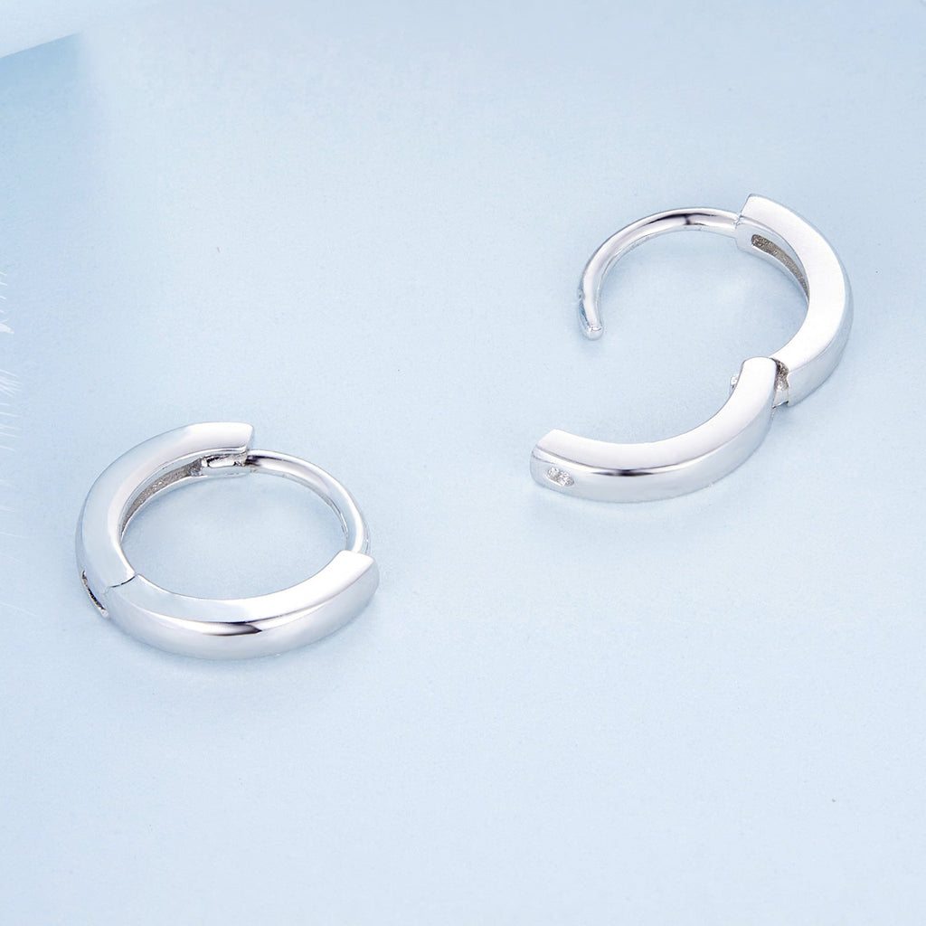 925 Sterling Silver Earrings for Women - Style A, 1.1x0.2cm, Platinum Plated