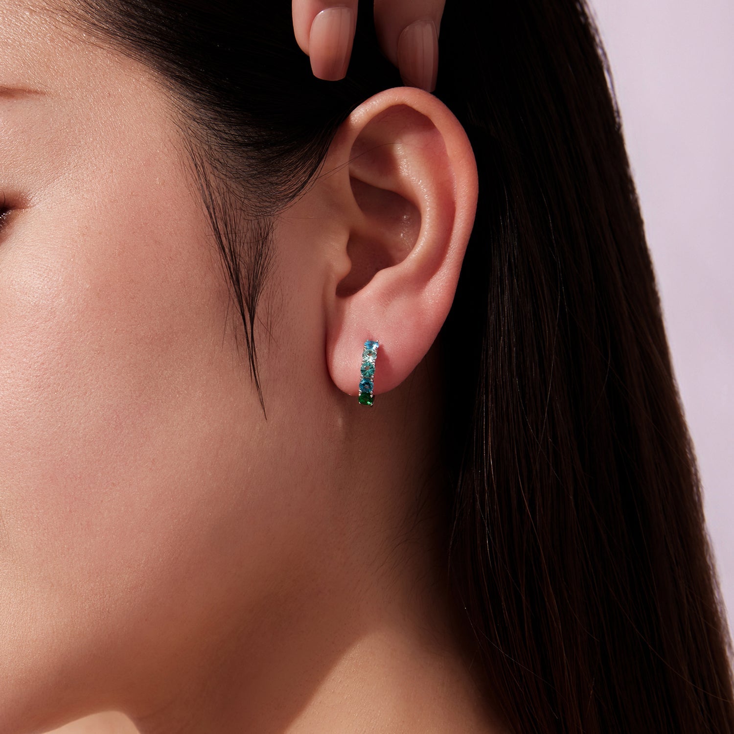 925 Sterling Silver Earrings with White Gold Plating and CZ for Women