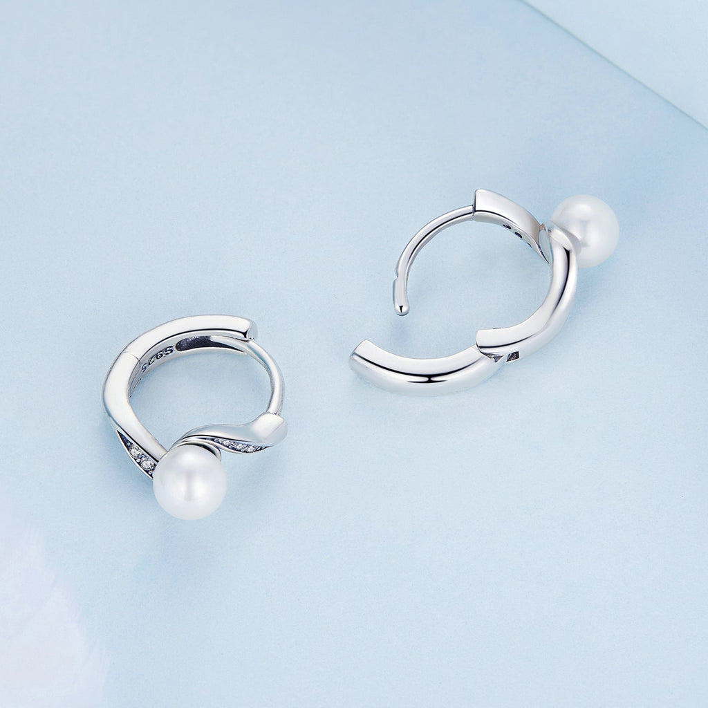925 Sterling Silver Earrings with Quality Shell Pearl and Oxidized Silver for Women